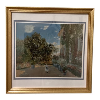 Vintage Framed Matted Art Print “The Artist’s House at Argenteuil” by Claude Monet Print Circa 1991 For Sale