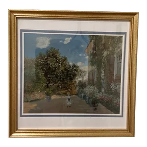 Vintage Framed Matted Art Print “The Artist’s House at Argenteuil” by Claude Monet Print Circa 1991