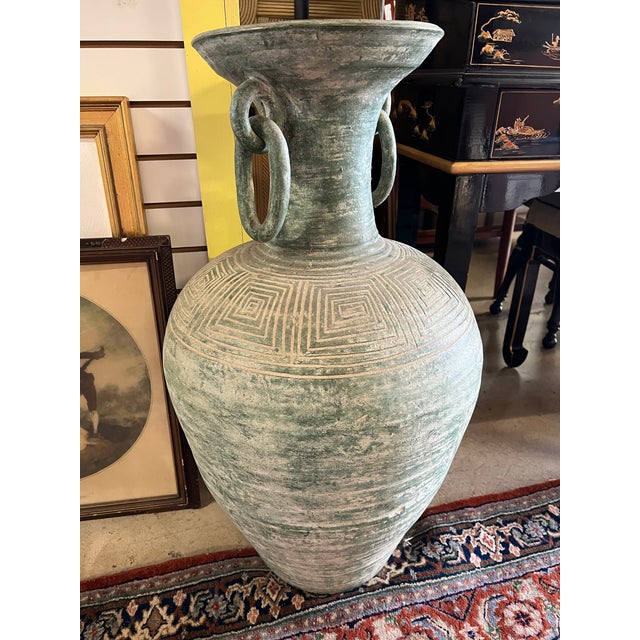 20th Century Green Amphora Floor Vase Chairish