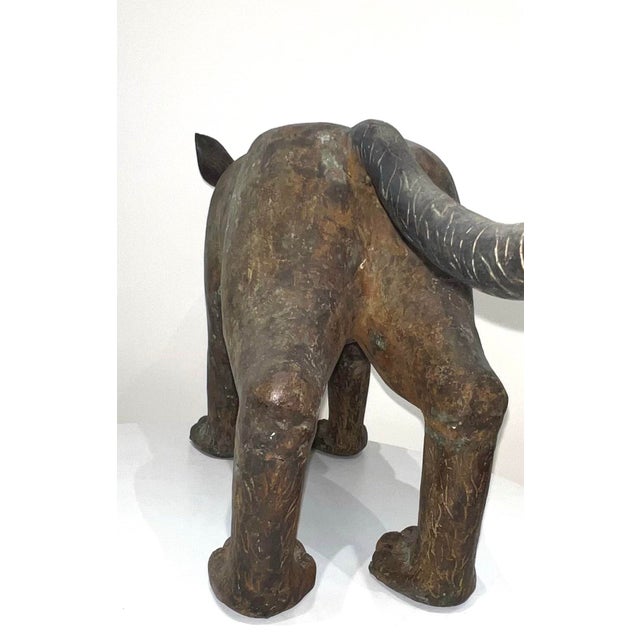 Early 20th Century Large Vintage Bronze Mythical Feline Heavy For Sale - Image 11 of 12