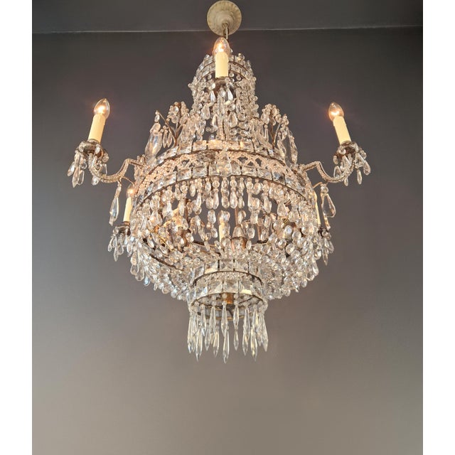 Antique Rococo Crystal Chandelier For Sale - Image 6 of 16