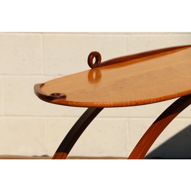 Mid-Century Sculptural Bird’s-Eye Maple & Rosewood Console Table, 1980s For Sale - Image 10 of 18