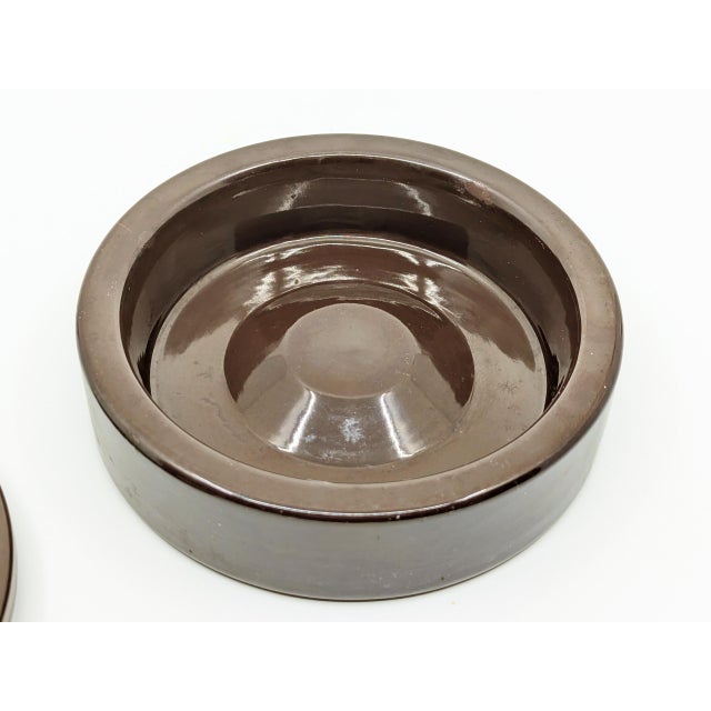 Danese Small Brown Ceramic Barbados Ashtray by Angelo Mangiarotti for Danese, 1964 For Sale - Image 4 of 8