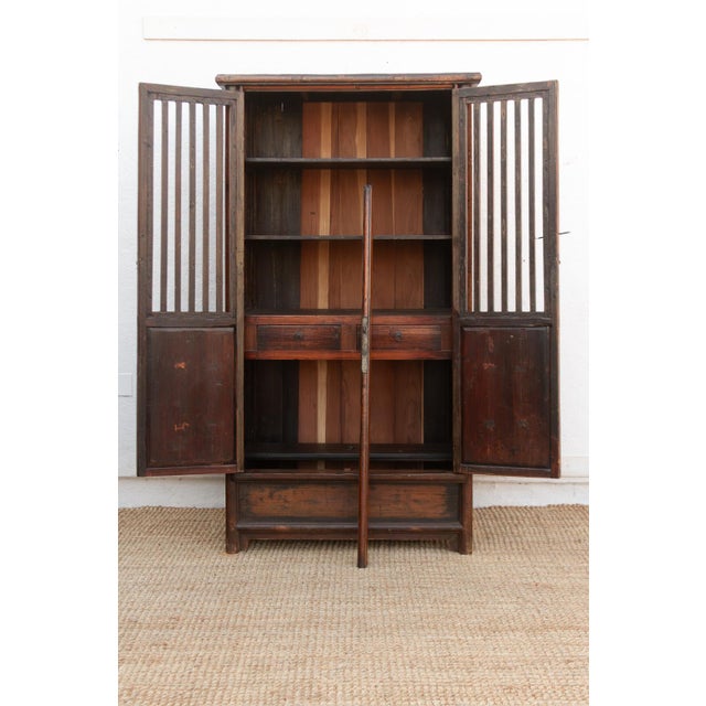 Tall Antique Chinese Lattice Noodle Cabinet For Sale - Image 9 of 14