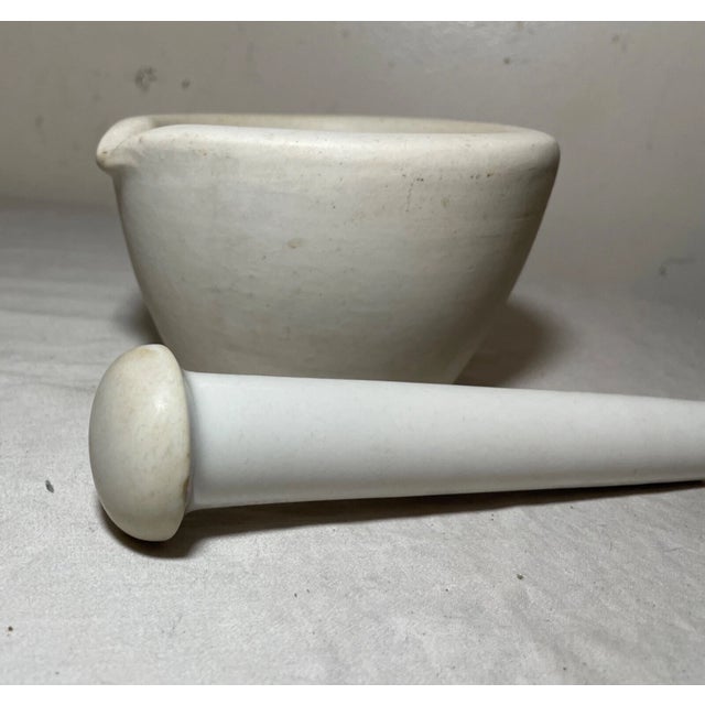 Ceramic Share Rare Antique Porcelain Apothecary Standard Acid Resisting Usa Mortar and Pestle For Sale - Image 7 of 11