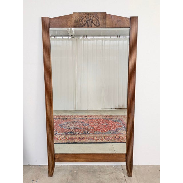 Art Deco Floor Mirror with Carved Wooden Frame, 1920s For Sale - Image 9 of 9