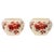 Large antique flower pots made of craquelé earthenware; XL cachepots featuring a red-to-brown floral design with...
