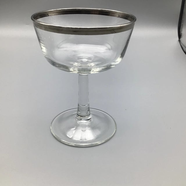 Transparent French Platinum Rim Crystal Champagne/Sherbet Glasses-Set of 11 For Sale - Image 8 of 13