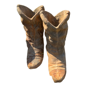 1970s Oversize Jumbo Concrete Cowboy Boot Planters - Set of 2