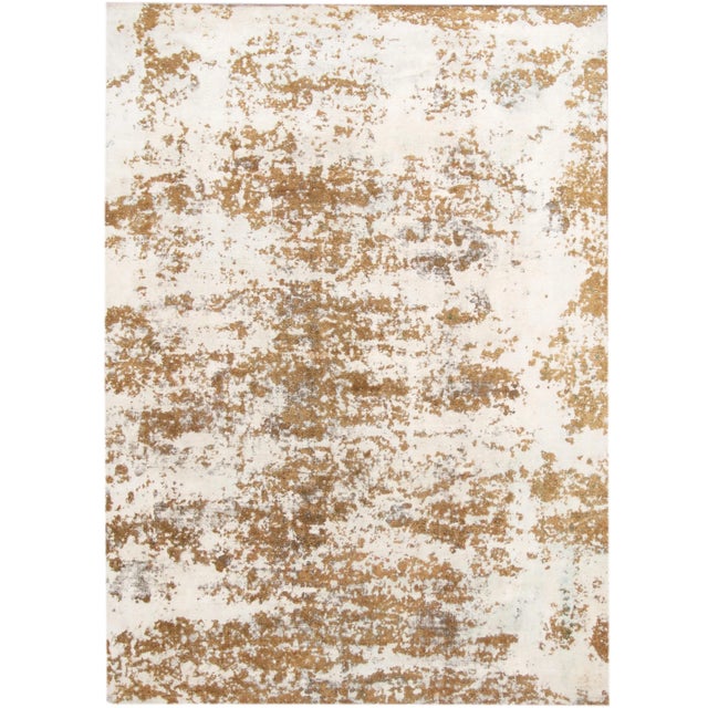 Goldenrod Goldenrod Vintage Distressed Handmade Wool Rug 8'2" X 11'2". For Sale - Image 8 of 8
