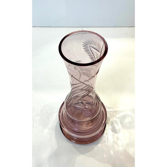 1950s French Cut Glass Amethyst Center Piece. It comes in two parts to make it easy to carry or clean. Light weight. It...
