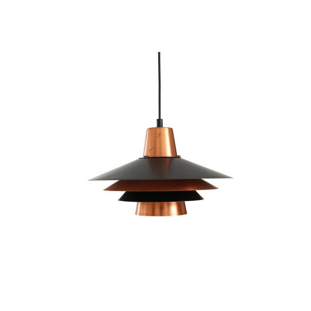Vintage Copper with Black Design Pendant Lamp, 1960s For Sale - Image 4 of 4