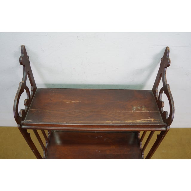 Mid 20th Century Chinese Chippendale Mahogany Fretwork Mirrored Hanging Curio Shelf Rack 24" For Sale - Image 4 of 17