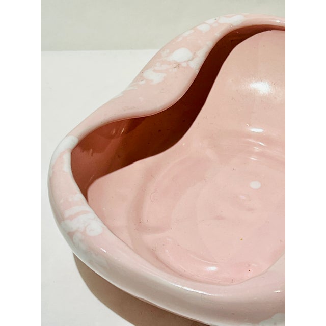 Ceramic Vintage McCoy Pink and White Organic Bowl Serveware For Sale - Image 7 of 10