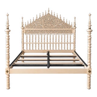 Ornate Hand-Carved Four Poster Bed For Sale