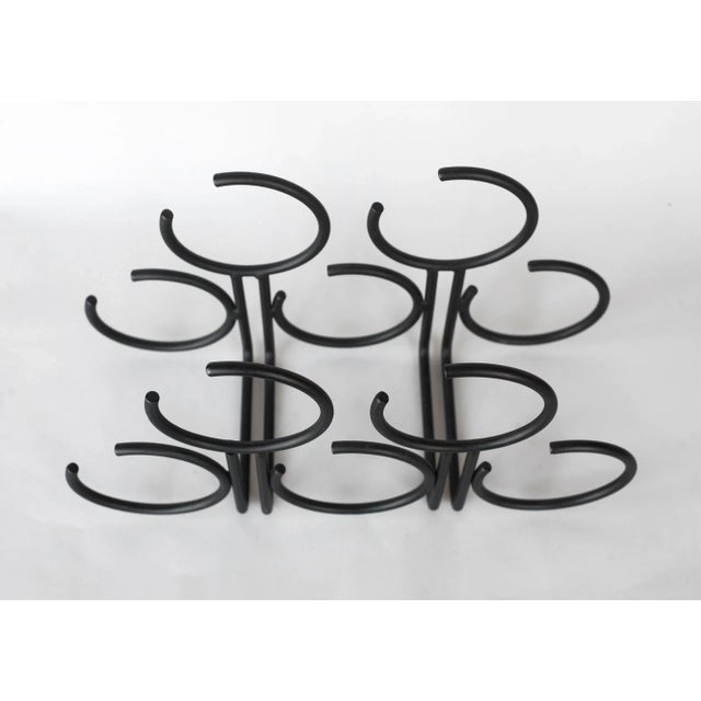 1990s Vintage Postmodern Black Metal Open Rings 6-Bottle Wine Rack For Sale - Image 5 of 10