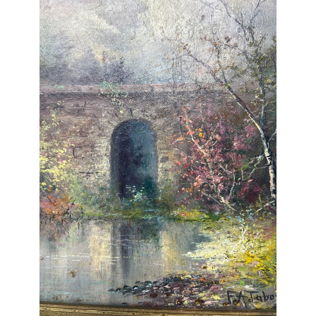 Signed Early 20th Century Impressionist Landscape Oil by F. A. Tabor, Gilt Piecrust Frame For Sale - Image 4 of 6
