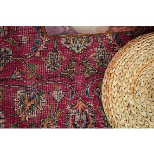 1970s Vintage Persian Handmade Wool 8x11 Red Area Rug For Sale - Image 4 of 11