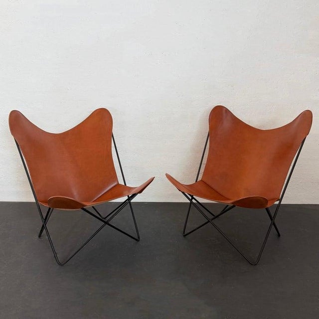 1960s Pair of Leather Butterfly Chairs by Jorge Ferrari-Hardoy for Knoll For Sale In New York - Image 6 of 10