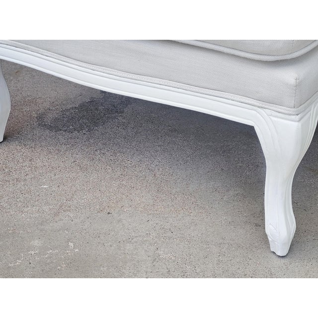 Off-white Pair of Restoration Hardware French Louis XV Style Upholstered Ottomans With Cabriole Legs For Sale - Image 8 of 10