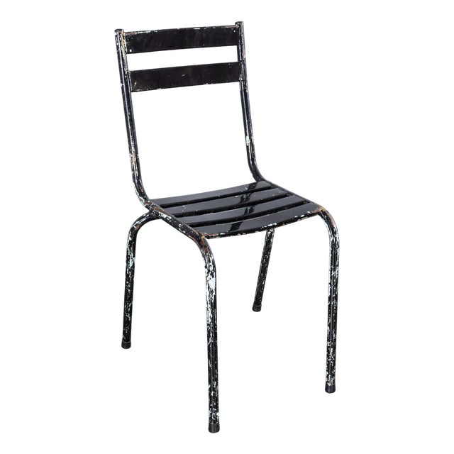 French Artprog Sky Black Metal Stacking Outdoor Chair from Tolix, 1950s For Sale