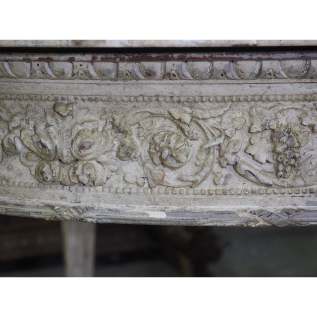 Antique French Louis XVI Style Painted Center Table With Marble Top, Late 1800s For Sale - Image 17 of 18