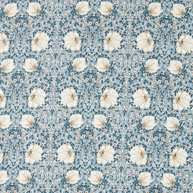 Morris & Co. Pimpernel WW Fabric in Blue/Coral - a sample For Sale