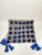 Mexican Blue and Gray Wool Pompom Chamula Shawl Blanket For Sale In Chicago - Image 6 of 10