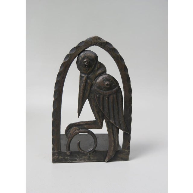 Black Art Nouveau Wrought Iron Book Supports Marabu in the style of Edgar Brandt, 1890s, Set of 2 For Sale - Image 8 of 18