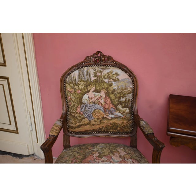 Armchairs Upholstered in Tapestry, Set of 2 For Sale - Image 4 of 11