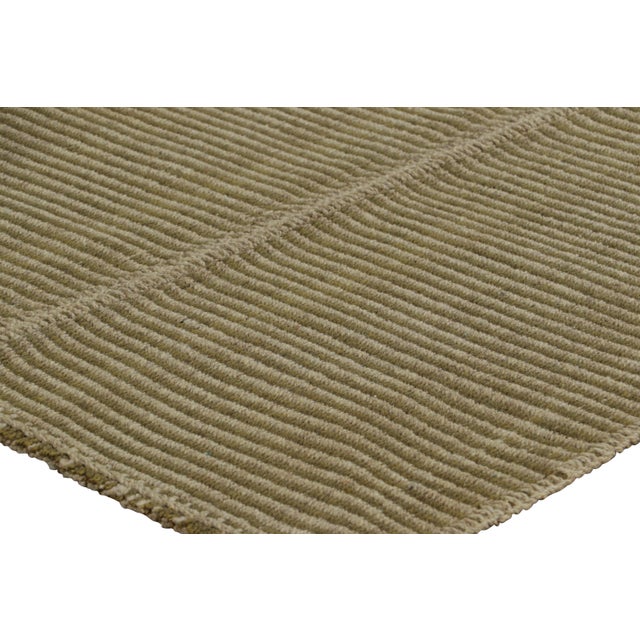 Rug & Kilim’s Contemporary Kilim With Textural Beige and Chartreuse Stripes For Sale In New York - Image 6 of 7