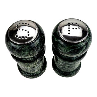 Heavy Stone or Granite Salt and Pepper Shaker Set For Sale