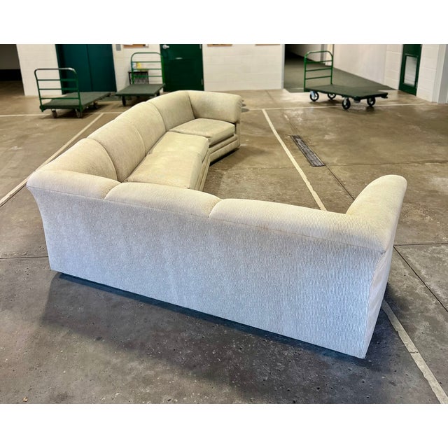 1970s Vintage Mid Century Modern Milo Baughman Style Chrome Base 3 Piece Sectional Sofa For Sale - Image 5 of 15