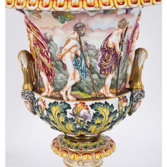 Blue Large Antique Italian Urns from Capodimonte, Naples, 19th Century, Set of 2 For Sale - Image 8 of 18