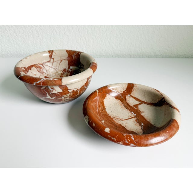 Brick Red 1970s Fratelli Mannelli Italian Marble Bowls - A Set of 2 For Sale - Image 8 of 14