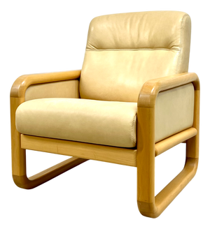 Danish Chair in Beige Leather from HS Design, 1970s