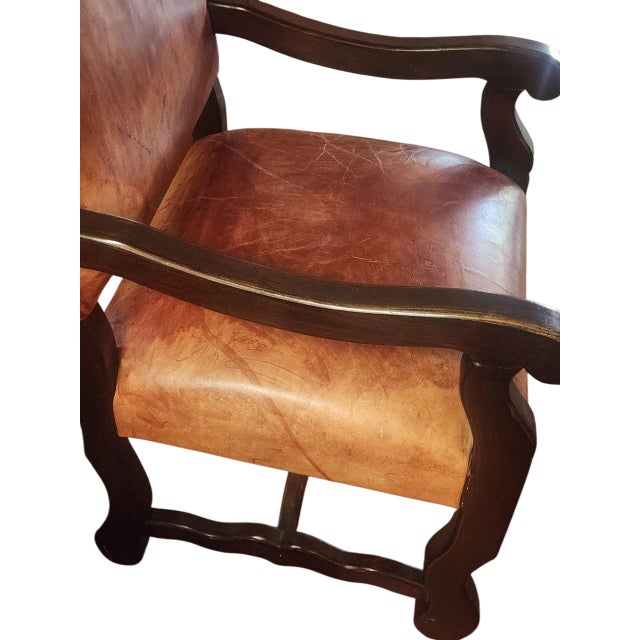 Vintage Leather Arm Chairs - A Pair For Sale In Santa Fe - Image 6 of 10