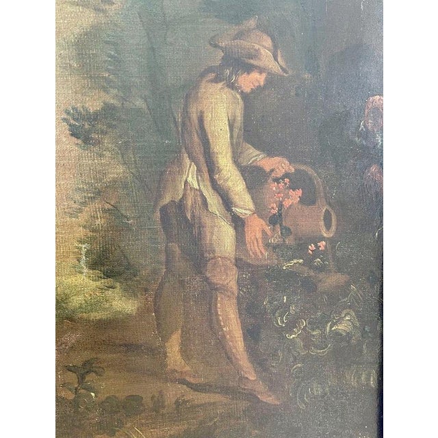 Gallant Scene in a Garden, Oil on Canvas For Sale - Image 9 of 13