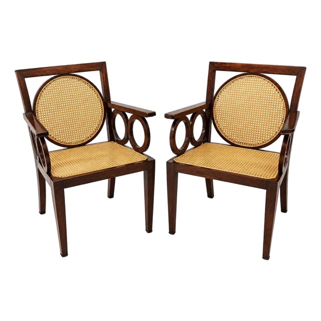 Pair of Vintage "Circle Chairs" Attributed to Hickory Chair by Mariette Himes Gomez For Sale