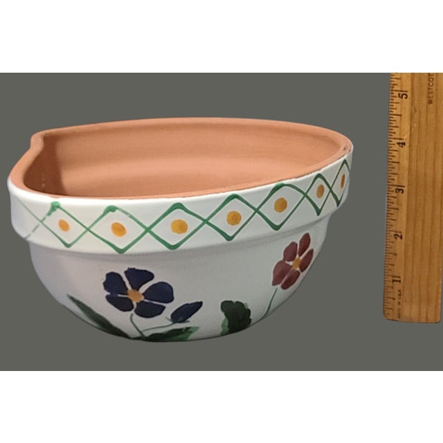 Late 20th Century Hand Painted Floral Italian Terra Cotta Wall Hanging Planter For Sale - Image 4 of 10