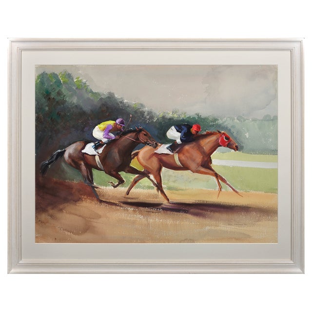 John Rattenbury Skeaping, A Tight Finish, 1970, Gouache & Watercolor, Framed For Sale