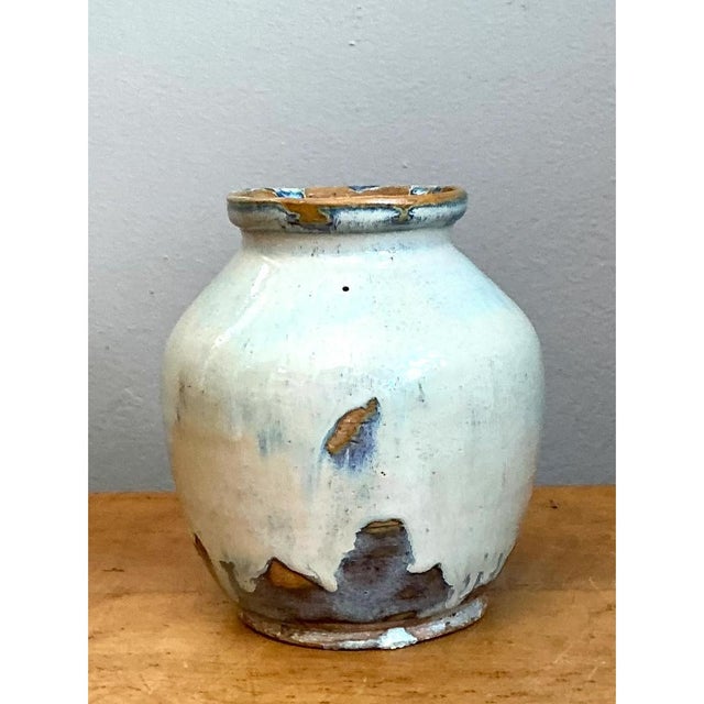 Vintage Blue and White Pottery Vase For Sale - Image 12 of 12