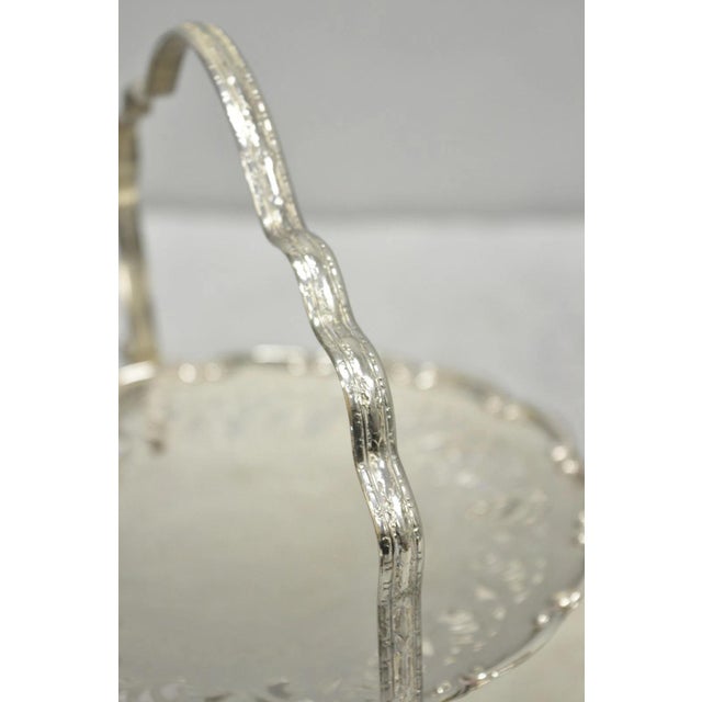 Vintage Queen Anne Style Silver Plated 3 Tiered Folding Cake Dessert Stand Tray For Sale - Image 13 of 18