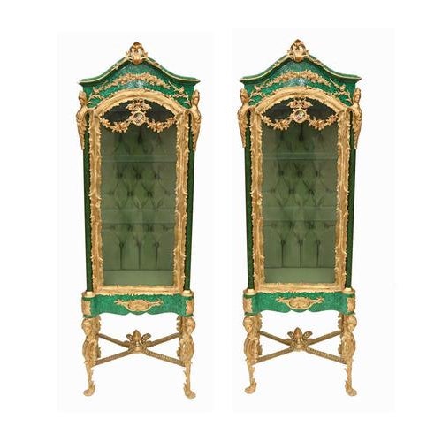 Louis XVI French Malachite Display Cabinets, Set of 2 For Sale - Image 13 of 13