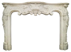 Antique Rococo Fireplace Mantel in Marble