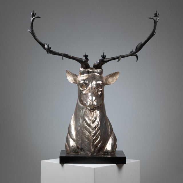 Silver-Plated Metal Candlestick, 1970s For Sale - Image 6 of 6