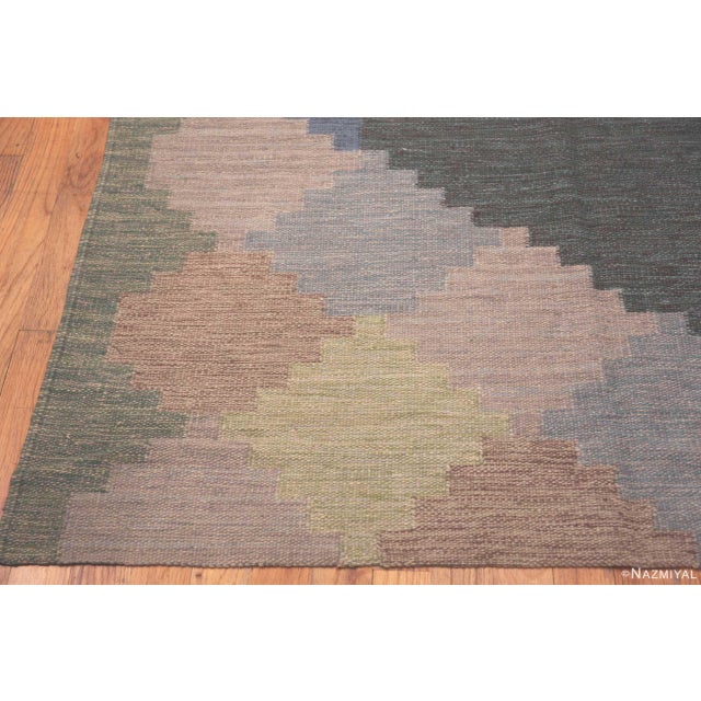 2020s Geometric Vintage Inspired Swedish Kilim Rug For Sale - Image 5 of 7