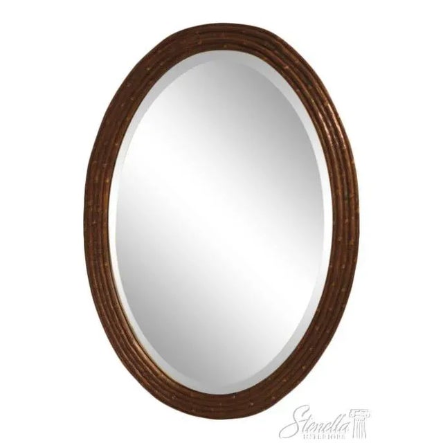 Friedman Brothers Oval Framed Bamboo Style Decorator Mirror For Sale - Image 9 of 9