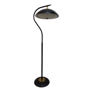 Mid Century Modern Original Articulating Black Metal Atomic Gooseneck Floor Lamp For Sale