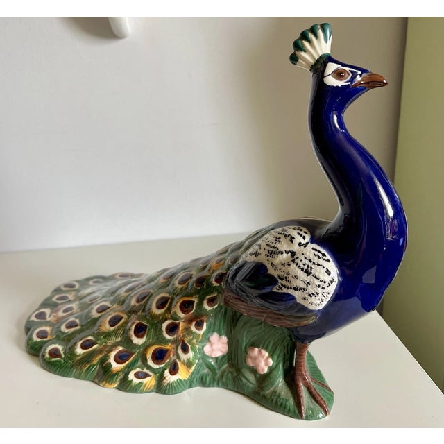 Blue Vintage Mid Century Modern Holland Molds Ceramic Peacock Bird Figurine For Sale - Image 8 of 8